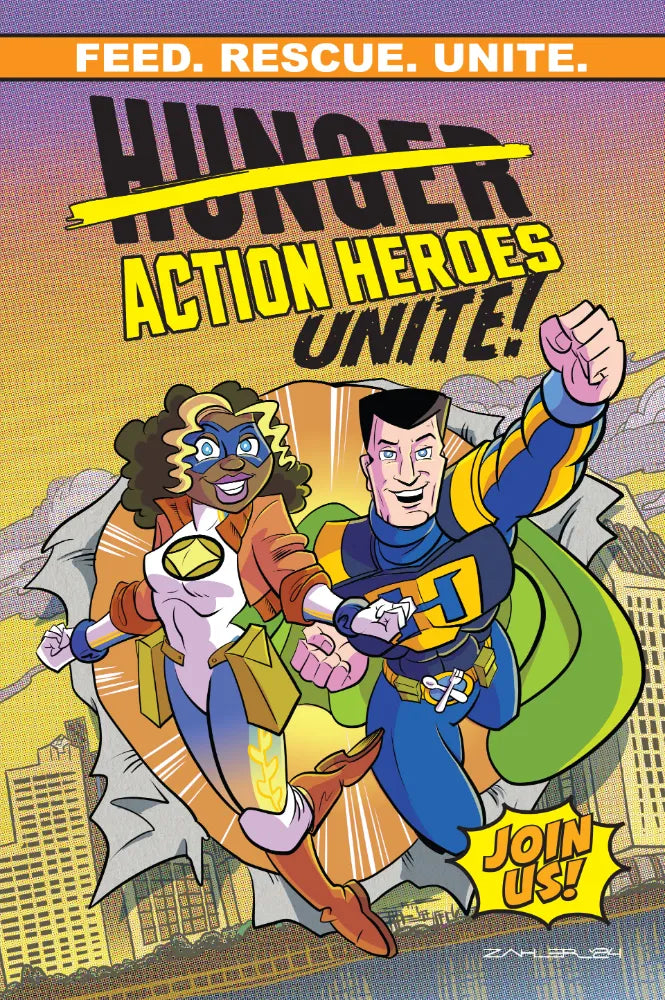 Hunger Action Heroes Unite! comic book cover